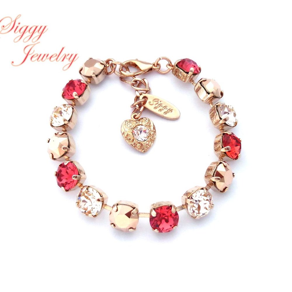 Swarovski Crystal Tennis Bracelet, Orange Crush